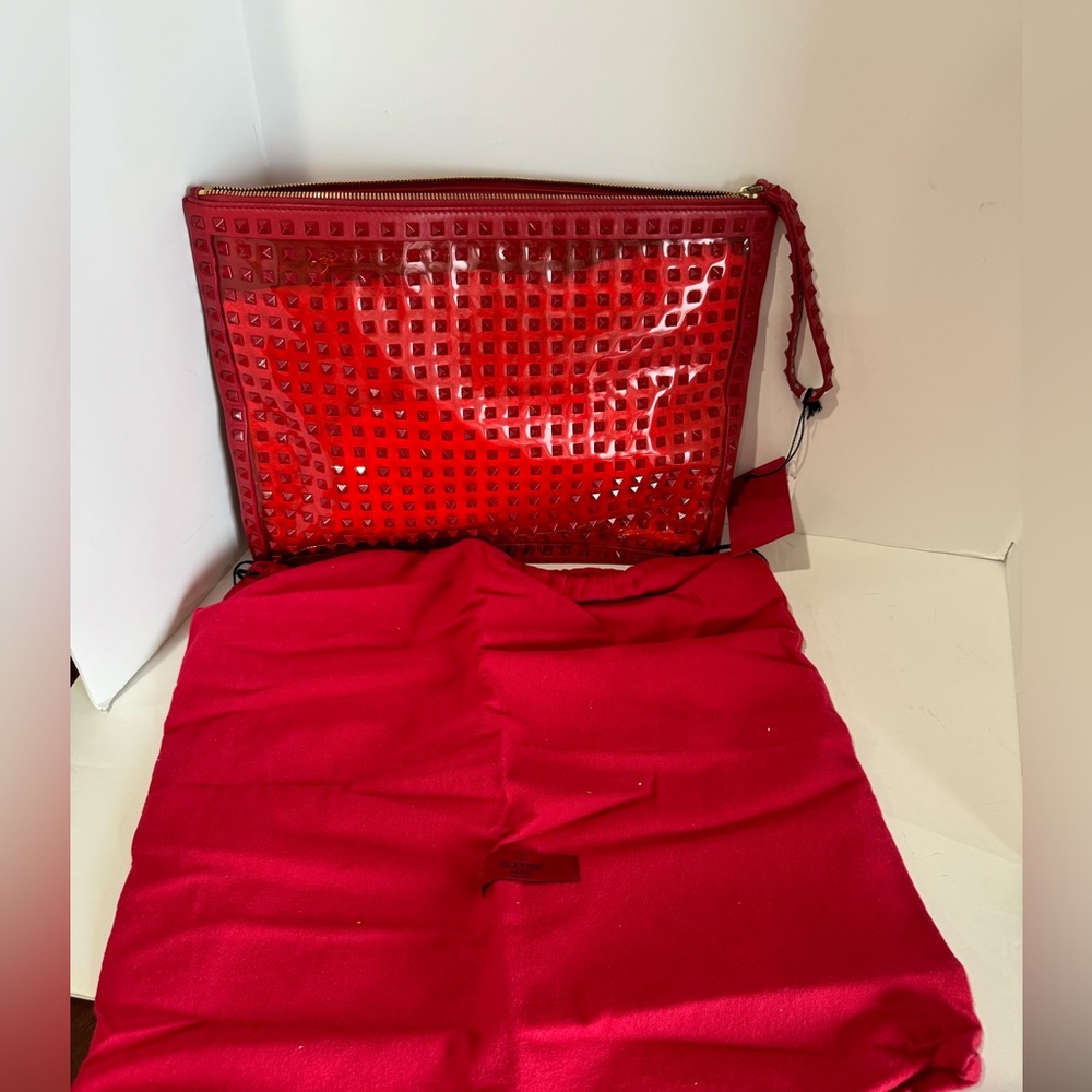 Valentino Garavani Large Plastic Red Clutch NEW